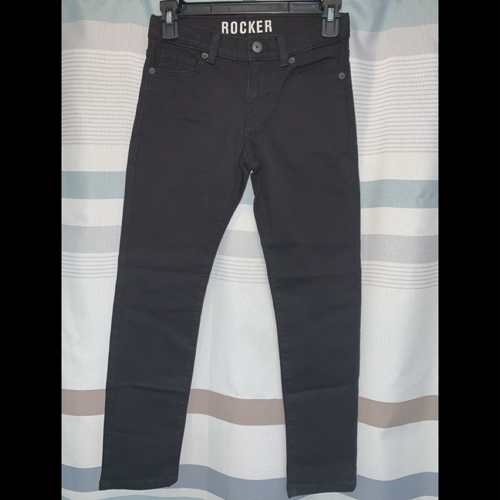 Rocker Crazy 8 Black Adjustable Waist Straight Leg Slim Fit Jeans